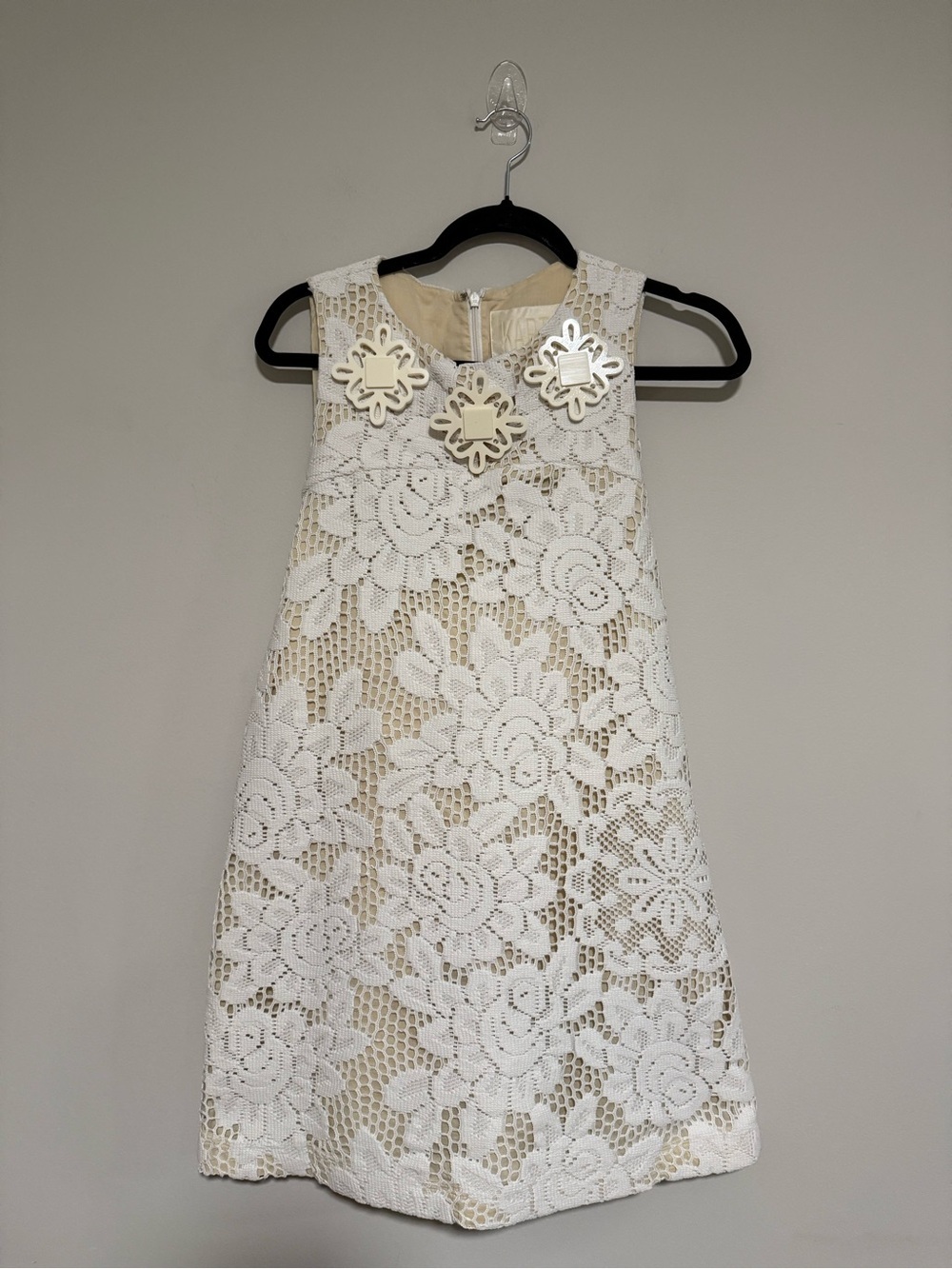 KARTA Anthropologie Sleeveless Crochet Lace Overlay Shift Dress Size Small